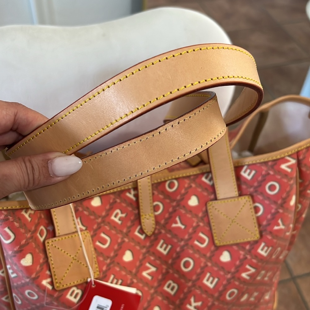 Dooney & Bourke Y2K Crosshatch Rope Hearts Large Leather Tote Bag 👜 Cherry 🍒 - Picture 7 of 14